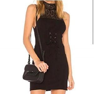 Free People Black Lace-Up Midi Dress